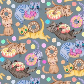 Sprinkles on Donuts and Whiskers on Kittens blue grey background - small