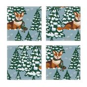Corgis in the Winter Snow Forest - Gray Large