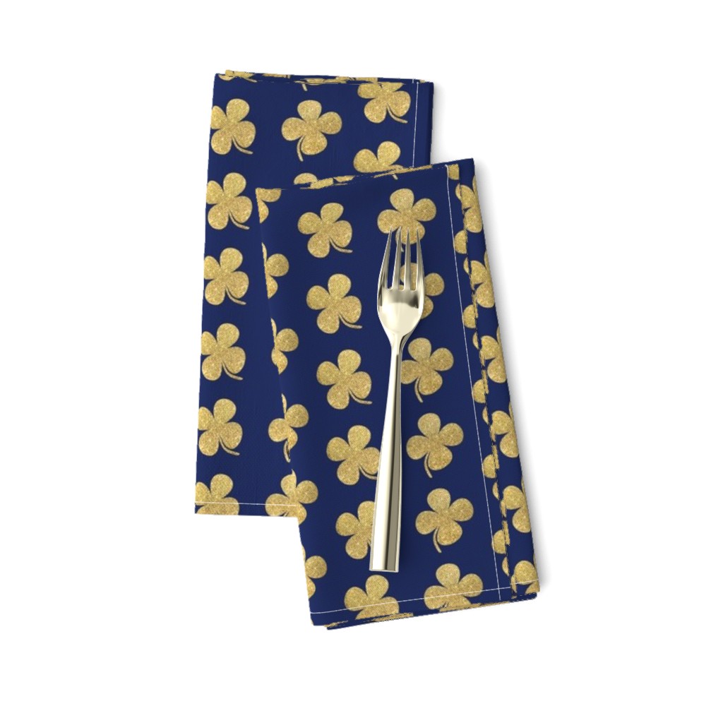 Gold four leaf clover on navy Luck of the irish notre dame fighting irish