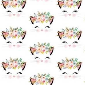 Fancy Cat – Kitty Pink Blush Blue Flowers #6