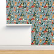 9" Corgis decorate the Christmas tree - Small Blue