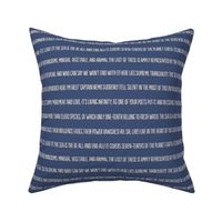 ★ 20,000 LEAGUES UNDER THE SEA ★ Jules Verne’s Quote – Ecru on Navy Blue / Collection : French Style :) Words & Breton Stripes Prints