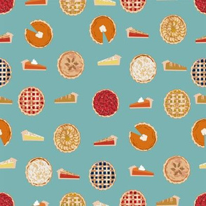 pie fabric - pies, pie, food, baking, baker, cooking, thankful, thanksgiving - blue