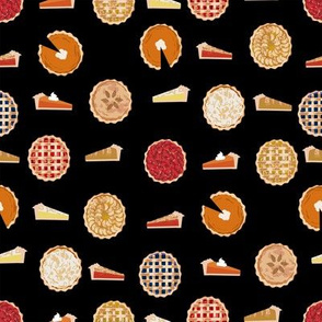 pie fabric - pies, pie, food, baking, baker, cooking, thankful, thanksgiving - black