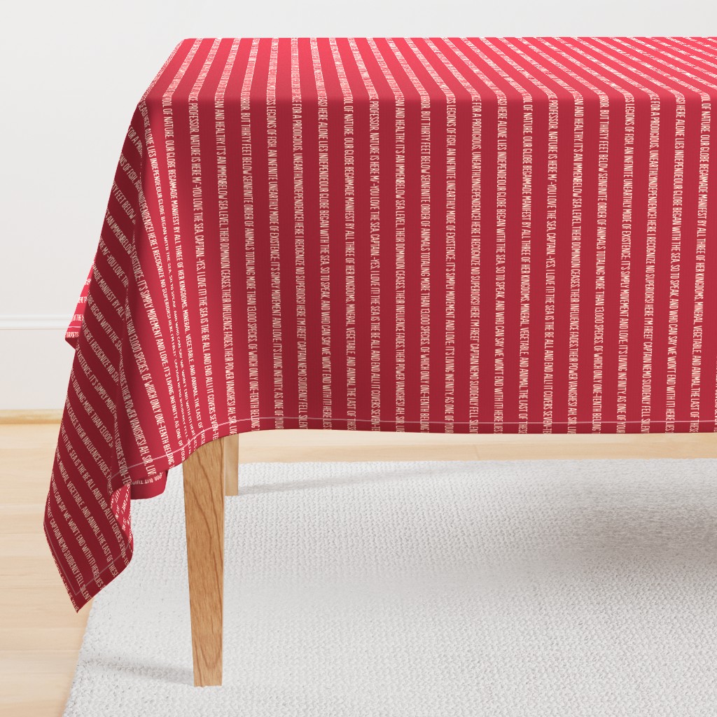 ★ 20,000 LEAGUES UNDER THE SEA ★ Jules Verne’s Quote – Ecru on Deep Red / Collection : French Style :) Words & Breton Stripes Prints