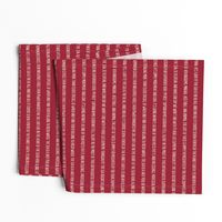 ★ 20,000 LEAGUES UNDER THE SEA ★ Jules Verne’s Quote – Ecru on Deep Red / Collection : French Style :) Words & Breton Stripes Prints