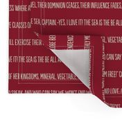 ★ 20,000 LEAGUES UNDER THE SEA ★ Jules Verne’s Quote – Ecru on Deep Red / Collection : French Style :) Words & Breton Stripes Prints