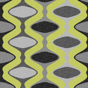 60s Ogee Stripe - Gray, Lime