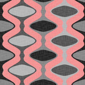 60s Ogee Stripe - Gray, Pink