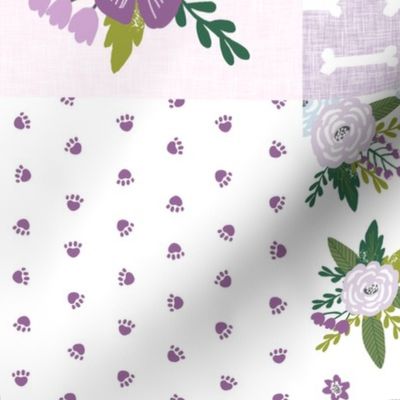 irish setter dog quilt c - floral dog, dog print, wholecloth cheater quilt - purple
