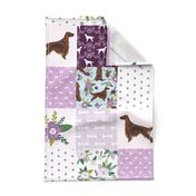 irish setter dog quilt c - floral dog, dog print, wholecloth cheater quilt - purple