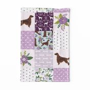 irish setter dog quilt c - floral dog, dog print, wholecloth cheater quilt - purple