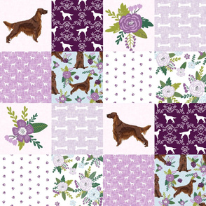 irish setter dog quilt c - floral dog, dog print, wholecloth cheater quilt - purple