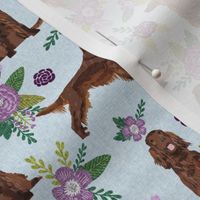 irish setter dog florals - purple and blue cheater  quilt floral print