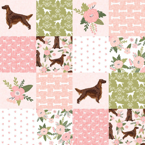 irish setter dog quilt d- floral, dog, dog print, wholecloth cheater quilt - peach
