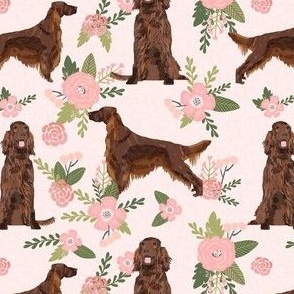 irish setter dog floral print - peach florals, flower, cute dog