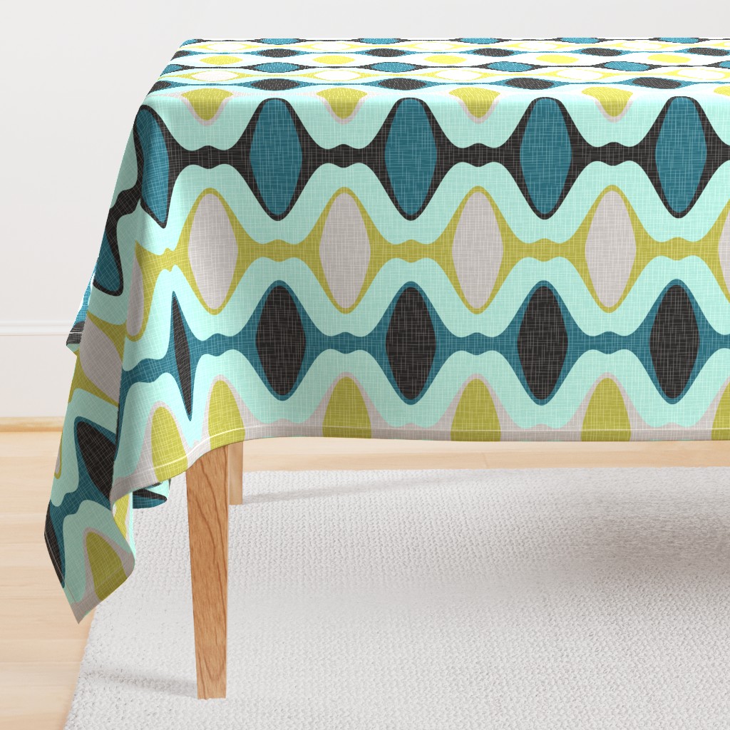 60s Ogee Stripe - Teal, Olive, Aqua