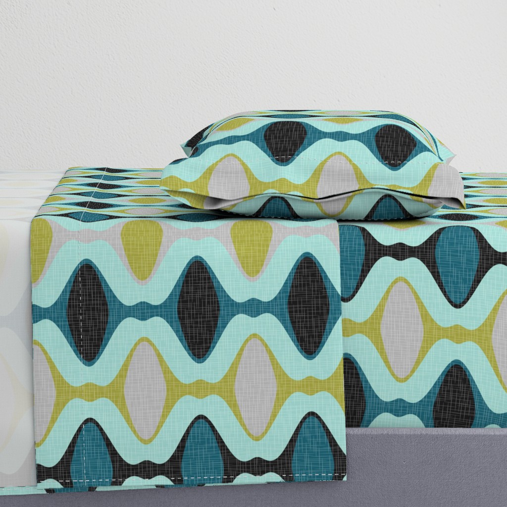 60s Ogee Stripe - Teal, Olive, Aqua