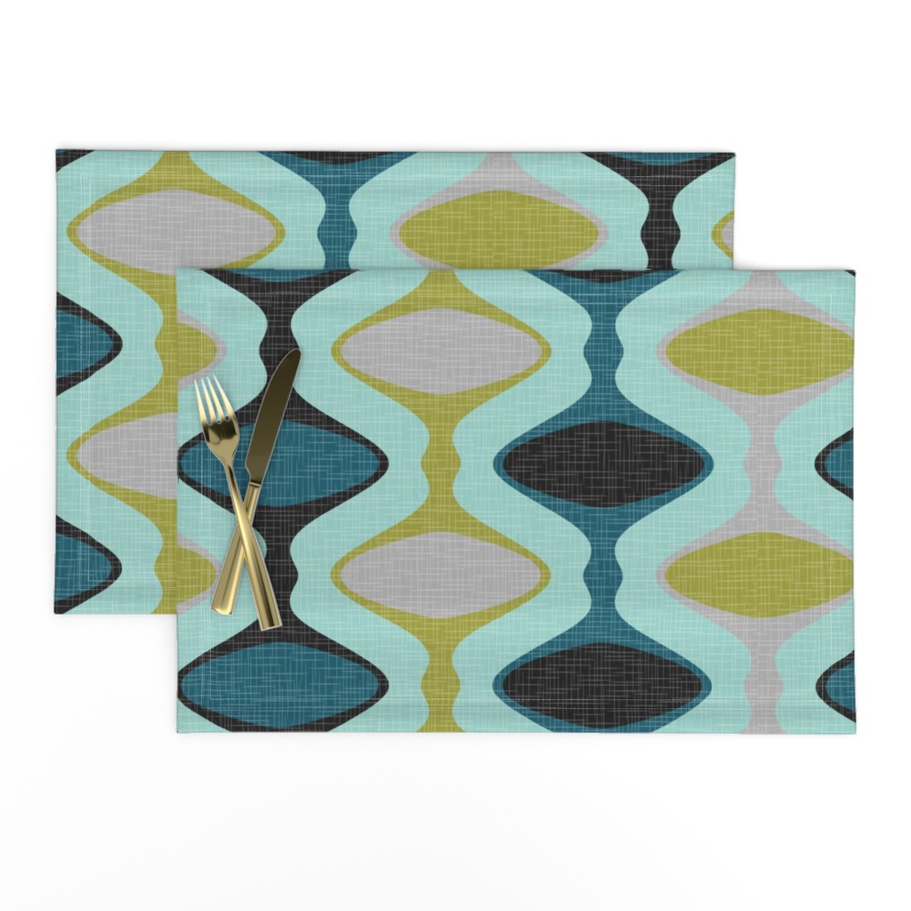 60s Ogee Stripe - Teal, Olive, Aqua