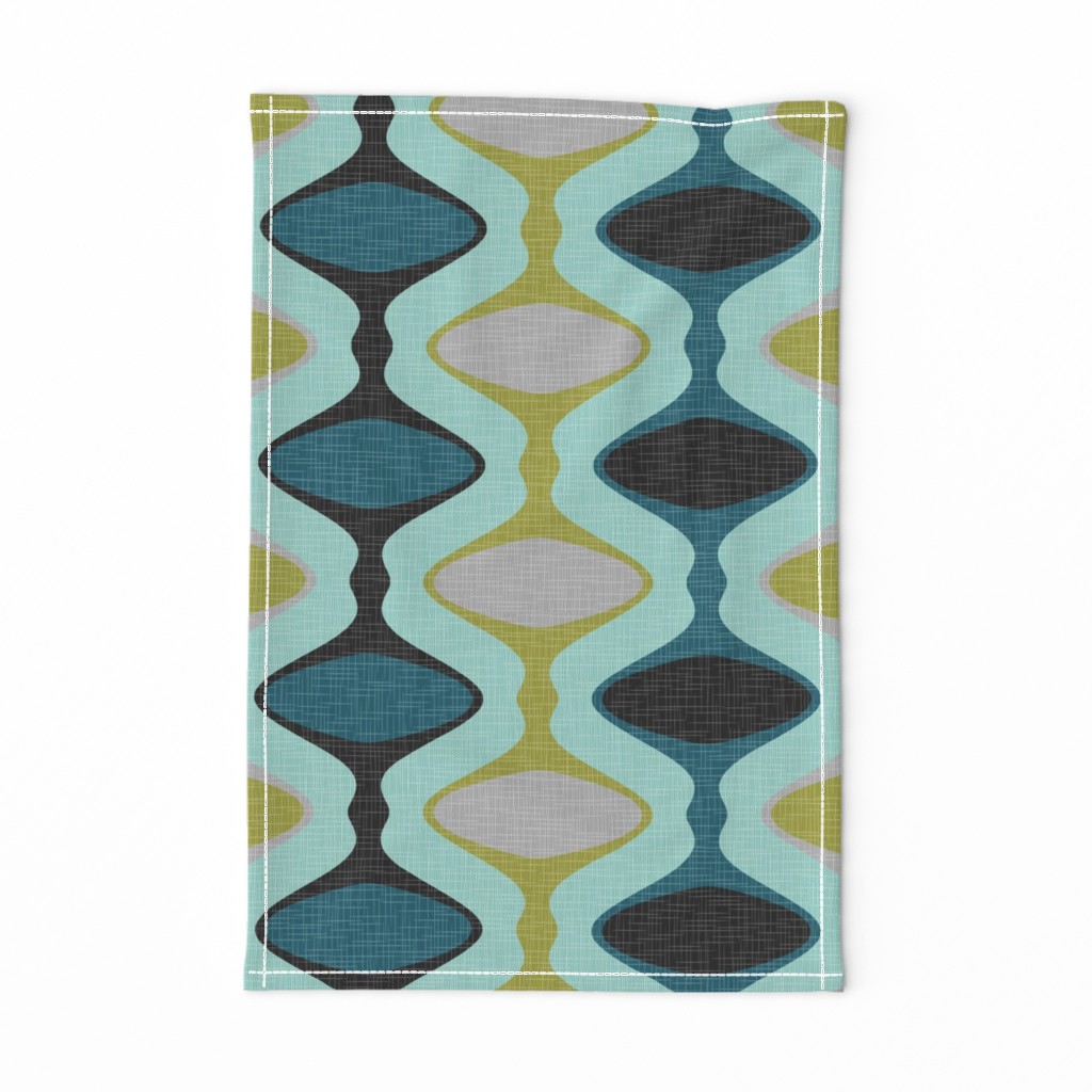 60s Ogee Stripe - Teal, Olive, Aqua