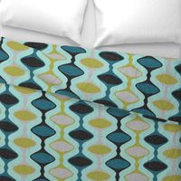 60s Ogee Stripe - Teal, Olive, Aqua