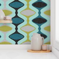 60s Ogee Stripe - Teal, Olive, Aqua