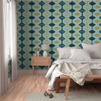 60s Ogee Stripe - Teal, Olive, Aqua