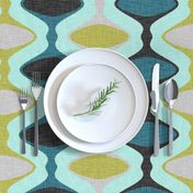 60s Ogee Stripe - Teal, Olive, Aqua