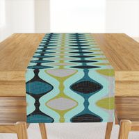 60s Ogee Stripe - Teal, Olive, Aqua