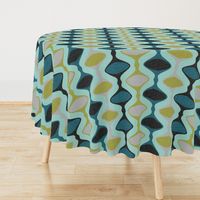 60s Ogee Stripe - Teal, Olive, Aqua