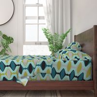 60s Ogee Stripe - Teal, Olive, Aqua