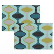 60s Ogee Stripe - Teal, Olive, Aqua