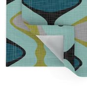 60s Ogee Stripe - Teal, Olive, Aqua