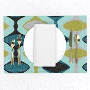 60s Ogee Stripe - Teal, Olive, Aqua