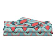 60s Ogee Stripe - Teal, Red, Aqua