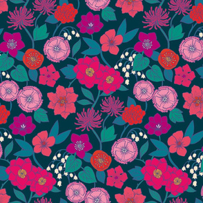 Botanical Blooms {Magenta/Teal}