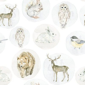 8" Winter Woodland Animals // White