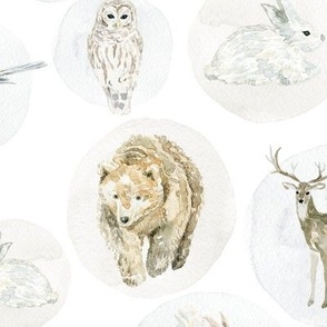 12" Winter Woodland Animals // White