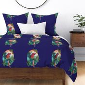 Macaw on Blue Large Print by ArtfulFreddy