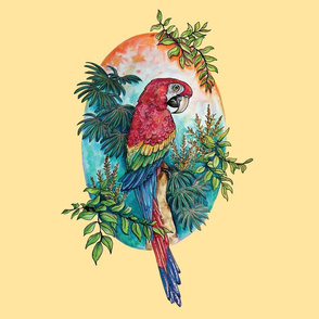 Macaw on Creme Large Print by ArtfulFreddy