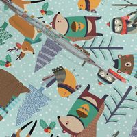 XL Winter Woodland Animals - Winter Snow Forest Animals, Bears Deer Fox Owl Kids Design (birds egg)