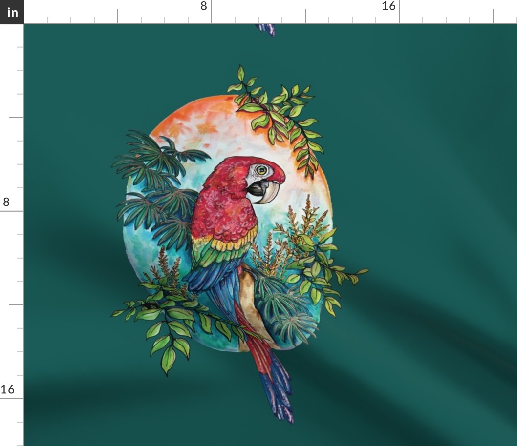 Macaw on Green Large Print by ArtfulFreddy