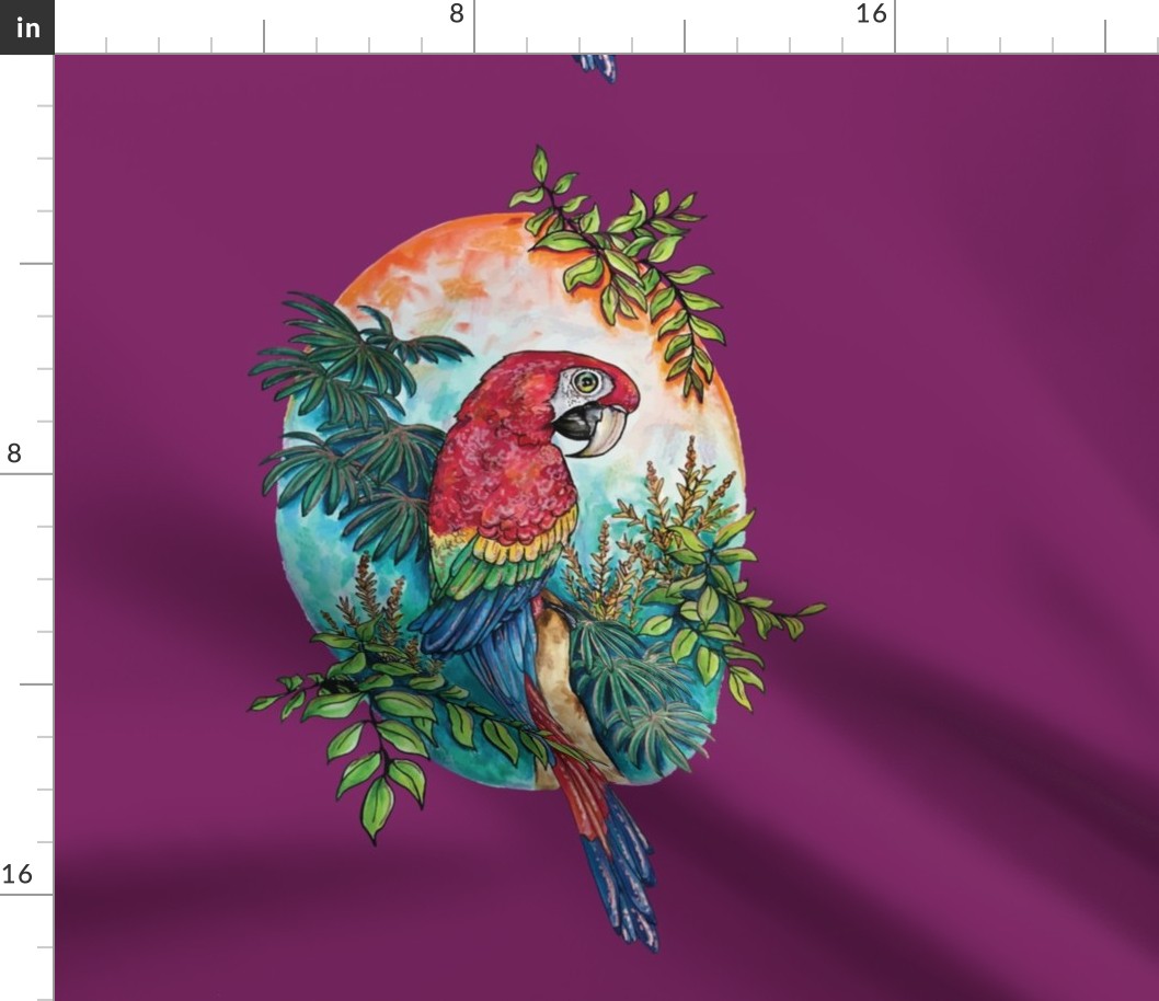 Macaw on Magenta Large Print by ArtfulFreddy