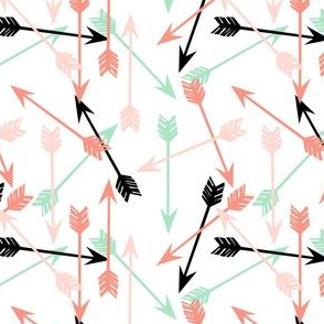 SMALL - arrows fabric // scattered arrow fabric nursery baby coral and mint nursery fabric