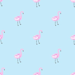 flamingo fabric // simple cute pink flamingo, baby, nursery, cute, summer preppy flamingos - blue