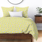 Geometric Cheater Quilt Whole Cloth 10" Le Moyne Star Lemon Yellow Gray Grey  Texture  _ Miss Chiff Designs 