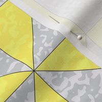 Geometric Cheater Quilt Whole Cloth 10" Le Moyne Star Lemon Yellow Gray Grey  Texture  _ Miss Chiff Designs 