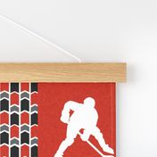 Hockey//Keep Your stick on the ice//Red/Black//Calgary. - Wholecloth Cheater Quilt 