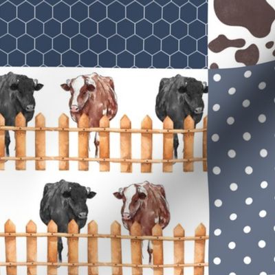 Farm//Love you till the cows come home//Hereford&Angus/Blues - Wholecloth Cheater Quilt