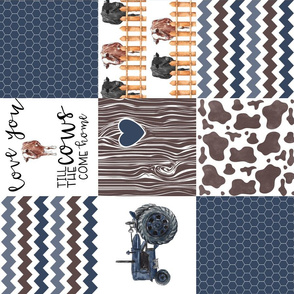Farm//Love you till the cows come home//Hereford&Angus - Wholecloth Cheater Quilt - Rotated